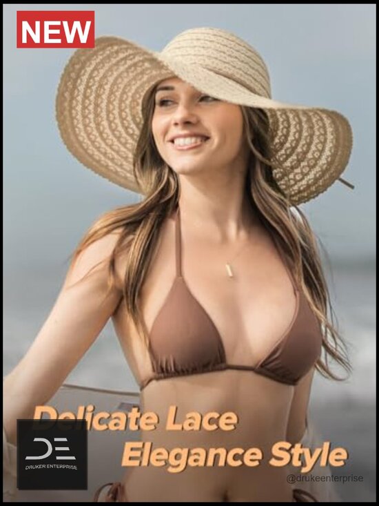 Floppy Wide Brim Lace Sun Hat Packable Foldable Travel Beach Hat main image 4